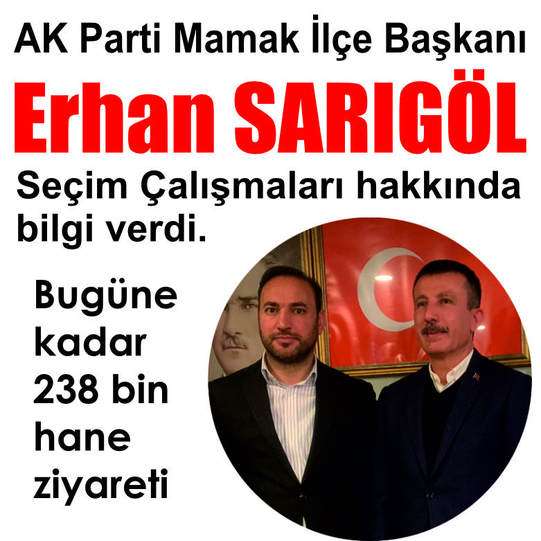 AK Parti Mamak İlçe Başkanı Erhan SARIGÖL Seçim Çalışmaları hakkında bilgi verdi. 